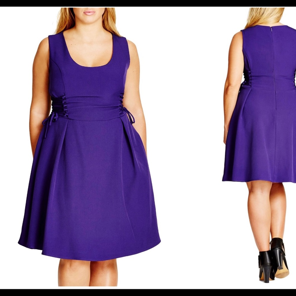 City Chic purple corset side fit and flare dress